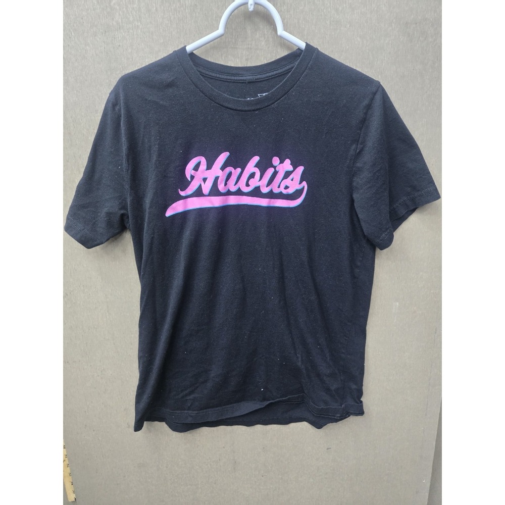 Habits 365 Graphic Logo T Shirt Black Large Pink Blue Script Streetwear